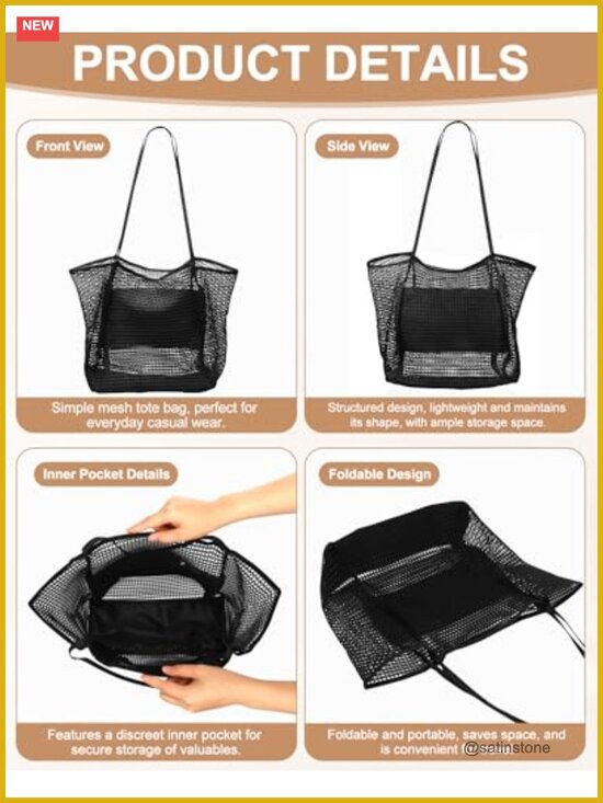 Beach Accessories Set Straw Hat Mesh Tote Bag Sunglasses Earrings Bohemian main image 3